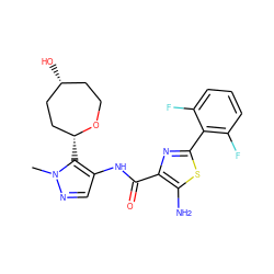 Cn1ncc(NC(=O)c2nc(-c3c(F)cccc3F)sc2N)c1[C@@H]1CC[C@H](O)CCO1 ZINC000205635158