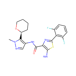 Cn1ncc(NC(=O)c2nc(-c3c(F)cccc3F)sc2N)c1[C@@H]1CCCCO1 ZINC000205656604