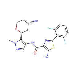 Cn1ncc(NC(=O)c2nc(-c3c(F)cccc3F)sc2N)c1[C@H]1C[C@@H](N)CCO1 ZINC000205644991