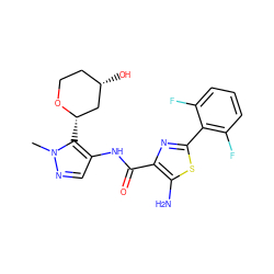 Cn1ncc(NC(=O)c2nc(-c3c(F)cccc3F)sc2N)c1[C@H]1C[C@@H](O)CCO1 ZINC000205645977