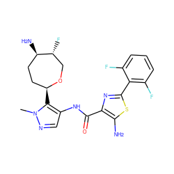 Cn1ncc(NC(=O)c2nc(-c3c(F)cccc3F)sc2N)c1[C@H]1CC[C@@H](N)[C@H](F)CO1 ZINC000205641102