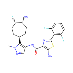 Cn1ncc(NC(=O)c2nc(-c3c(F)cccc3F)sc2N)c1[C@H]1CC[C@H](F)[C@H](N)CC1 ZINC000169699427