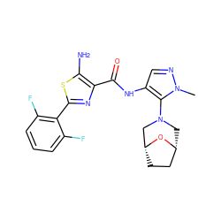 Cn1ncc(NC(=O)c2nc(-c3c(F)cccc3F)sc2N)c1N1C[C@@H]2CC[C@H](C1)O2 ZINC000169699389