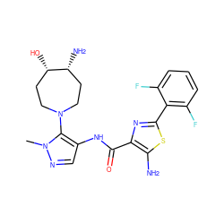 Cn1ncc(NC(=O)c2nc(-c3c(F)cccc3F)sc2N)c1N1CC[C@H](O)[C@H](N)CC1 ZINC000169699376