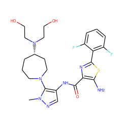 Cn1ncc(NC(=O)c2nc(-c3c(F)cccc3F)sc2N)c1N1CCC[C@H](N(CCO)CCO)CC1 ZINC000169699384