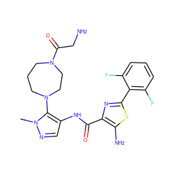 Cn1ncc(NC(=O)c2nc(-c3c(F)cccc3F)sc2N)c1N1CCCN(C(=O)CN)CC1 ZINC000169699445