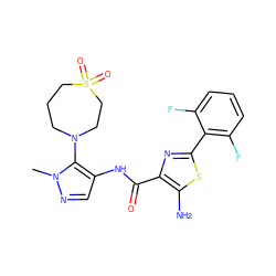 Cn1ncc(NC(=O)c2nc(-c3c(F)cccc3F)sc2N)c1N1CCCS(=O)(=O)CC1 ZINC000169699402