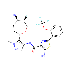 Cn1ncc(NC(=O)c2nc(-c3ccccc3OC(F)(F)F)sc2N)c1[C@@H]1CC[C@@H](N)[C@@H](F)CO1 ZINC000216888092