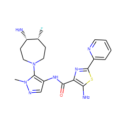 Cn1ncc(NC(=O)c2nc(-c3ccccn3)sc2N)c1N1CC[C@H](N)[C@H](F)CC1 ZINC000169699439