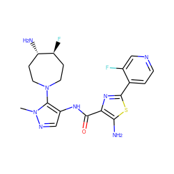 Cn1ncc(NC(=O)c2nc(-c3ccncc3F)sc2N)c1N1CC[C@H](N)[C@@H](F)CC1 ZINC000169699467