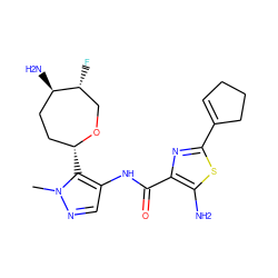 Cn1ncc(NC(=O)c2nc(C3=CCCC3)sc2N)c1[C@@H]1CC[C@@H](N)[C@H](F)CO1 ZINC000216890266