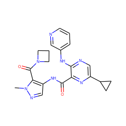 Cn1ncc(NC(=O)c2nc(C3CC3)cnc2Nc2cccnc2)c1C(=O)N1CCC1 ZINC000169701850