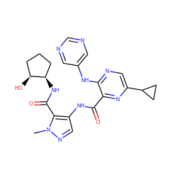 Cn1ncc(NC(=O)c2nc(C3CC3)cnc2Nc2cncnc2)c1C(=O)N[C@@H]1CCC[C@@H]1O ZINC000169701943