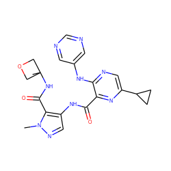 Cn1ncc(NC(=O)c2nc(C3CC3)cnc2Nc2cncnc2)c1C(=O)NC1(C)COC1 ZINC000169701761