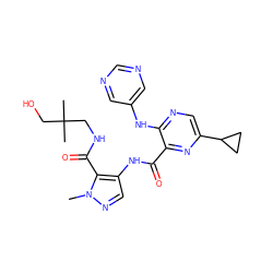 Cn1ncc(NC(=O)c2nc(C3CC3)cnc2Nc2cncnc2)c1C(=O)NCC(C)(C)CO ZINC000169701765