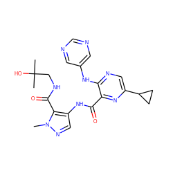 Cn1ncc(NC(=O)c2nc(C3CC3)cnc2Nc2cncnc2)c1C(=O)NCC(C)(C)O ZINC000169701745