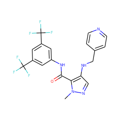 Cn1ncc(NCc2ccncc2)c1C(=O)Nc1cc(C(F)(F)F)cc(C(F)(F)F)c1 ZINC000028890023