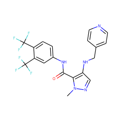 Cn1ncc(NCc2ccncc2)c1C(=O)Nc1ccc(C(F)(F)F)c(C(F)(F)F)c1 ZINC000028889961