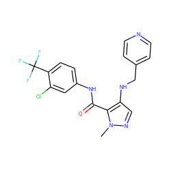 Cn1ncc(NCc2ccncc2)c1C(=O)Nc1ccc(C(F)(F)F)c(Cl)c1 ZINC000028889904