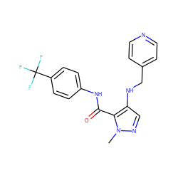 Cn1ncc(NCc2ccncc2)c1C(=O)Nc1ccc(C(F)(F)F)cc1 ZINC000028889828