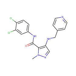 Cn1ncc(NCc2ccncc2)c1C(=O)Nc1ccc(Cl)c(Cl)c1 ZINC000028889908