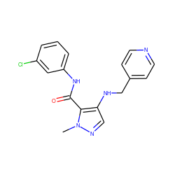 Cn1ncc(NCc2ccncc2)c1C(=O)Nc1cccc(Cl)c1 ZINC000028889843