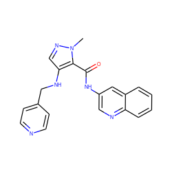 Cn1ncc(NCc2ccncc2)c1C(=O)Nc1cnc2ccccc2c1 ZINC000028889892