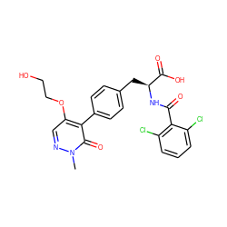 Cn1ncc(OCCO)c(-c2ccc(C[C@H](NC(=O)c3c(Cl)cccc3Cl)C(=O)O)cc2)c1=O ZINC000013704616