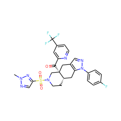 Cn1ncc(S(=O)(=O)N2CC[C@H]3Cc4c(cnn4-c4ccc(F)cc4)C[C@]3(C(=O)c3cc(C(F)(F)F)ccn3)C2)n1 ZINC001772626528