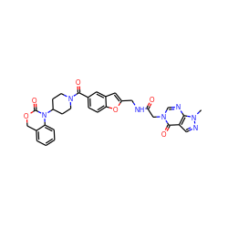 Cn1ncc2c(=O)n(CC(=O)NCc3cc4cc(C(=O)N5CCC(N6C(=O)OCc7ccccc76)CC5)ccc4o3)cnc21 ZINC000029211482