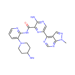 Cn1ncc2c(-c3cnc(N)c(C(=O)Nc4ncccc4N4CCC(N)CC4)n3)ncnc21 ZINC001772654205