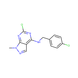 Cn1ncc2c(NCc3ccc(Cl)cc3)nc(Cl)nc21 ZINC000001718454