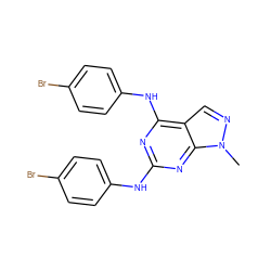 Cn1ncc2c(Nc3ccc(Br)cc3)nc(Nc3ccc(Br)cc3)nc21 ZINC000001718485
