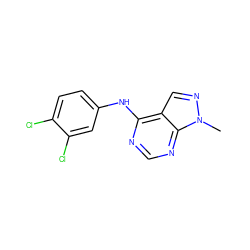 Cn1ncc2c(Nc3ccc(Cl)c(Cl)c3)ncnc21 ZINC000004338790