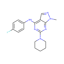 Cn1ncc2c(Nc3ccc(F)cc3)nc(N3CCCCC3)nc21 ZINC000017148911