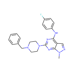 Cn1ncc2c(Nc3ccc(F)cc3)nc(N3CCN(Cc4ccccc4)CC3)nc21 ZINC000017148924