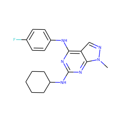 Cn1ncc2c(Nc3ccc(F)cc3)nc(NC3CCCCC3)nc21 ZINC000021873606