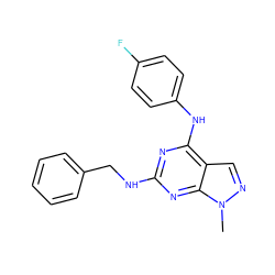 Cn1ncc2c(Nc3ccc(F)cc3)nc(NCc3ccccc3)nc21 ZINC000004374913