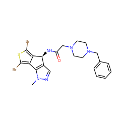 Cn1ncc2c1-c1c(Br)sc(Br)c1[C@H]2NC(=O)CN1CCN(Cc2ccccc2)CC1 ZINC000103300434