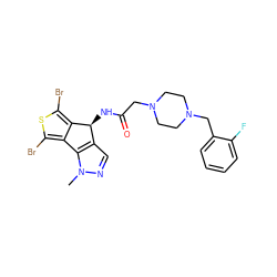 Cn1ncc2c1-c1c(Br)sc(Br)c1[C@H]2NC(=O)CN1CCN(Cc2ccccc2F)CC1 ZINC000103300450