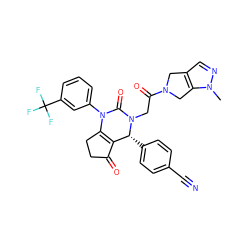 Cn1ncc2c1CN(C(=O)CN1C(=O)N(c3cccc(C(F)(F)F)c3)C3=C(C(=O)CC3)[C@H]1c1ccc(C#N)cc1)C2 ZINC001772570415