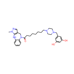 Cn1ncc2c1Nc1ccccc1N(C(=O)CCCCCCCN1CCN(Cc3cc(O)cc(O)c3)CC1)C2 ZINC000653693445