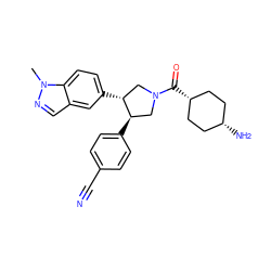 Cn1ncc2cc([C@@H]3CN(C(=O)[C@H]4CC[C@@H](N)CC4)C[C@H]3c3ccc(C#N)cc3)ccc21 ZINC001772579332