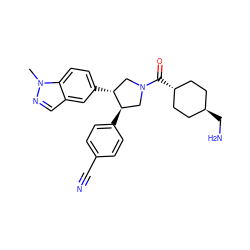 Cn1ncc2cc([C@@H]3CN(C(=O)[C@H]4CC[C@H](CN)CC4)C[C@H]3c3ccc(C#N)cc3)ccc21 ZINC001772649906