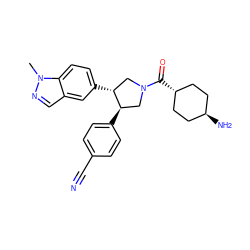 Cn1ncc2cc([C@@H]3CN(C(=O)[C@H]4CC[C@H](N)CC4)C[C@H]3c3ccc(C#N)cc3)ccc21 ZINC001772627842