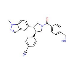 Cn1ncc2cc([C@@H]3CN(C(=O)c4ccc(CN)cc4)C[C@H]3c3ccc(C#N)cc3)ccc21 ZINC001772648811