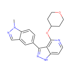 Cn1ncc2cc(-c3n[nH]c4ccnc(OC5CCOCC5)c34)ccc21 ZINC000114748331