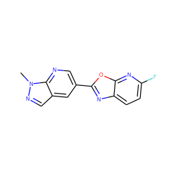 Cn1ncc2cc(-c3nc4ccc(F)nc4o3)cnc21 ZINC000095559788