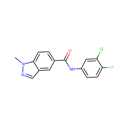 Cn1ncc2cc(C(=O)Nc3ccc(F)c(Cl)c3)ccc21 ZINC000144968880