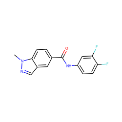 Cn1ncc2cc(C(=O)Nc3ccc(F)c(F)c3)ccc21 ZINC000144970535